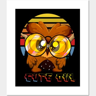 Cute Owl Animal Retro Vintage Posters and Art